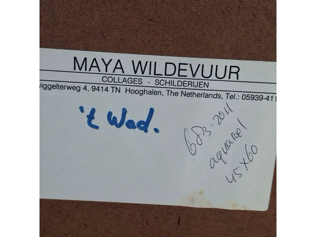 Aquarel, maya wildevuur, het wad, 1987 - afbeelding 8 van  8