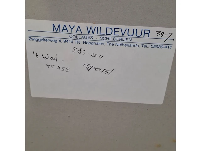 Aquarel, maya wildevuur, het wad, 1989 - afbeelding 8 van  8