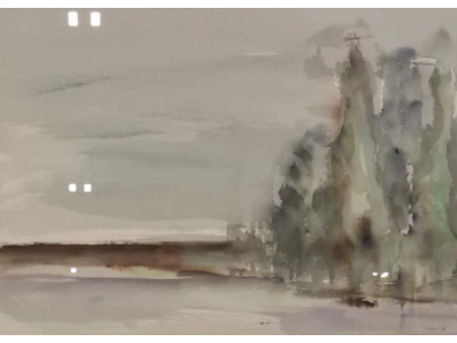 Aquarel, maya wildevuur, landschap, 1986 - afbeelding 1 van  8