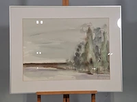 Aquarel, maya wildevuur, landschap, 1986 - afbeelding 2 van  8