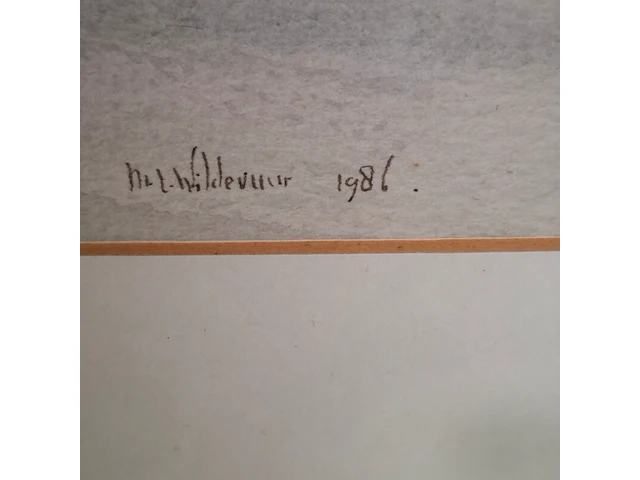 Aquarel, maya wildevuur, landschap, 1986 - afbeelding 3 van  8