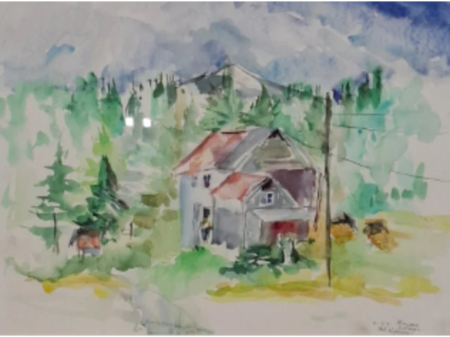 Aquarel, maya wildevuur, mosjoen noorwegen, 1991 - afbeelding 1 van  9