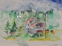 Aquarel, maya wildevuur, mosjoen noorwegen, 1991