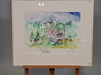 Aquarel, maya wildevuur, mosjoen noorwegen, 1991 - afbeelding 2 van  9