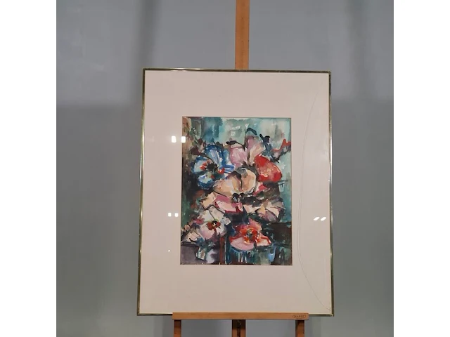 Aquarel, maya wildevuur, pastelkleurig boeket, 1988 - afbeelding 2 van  9
