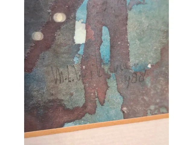 Aquarel, maya wildevuur, pastelkleurig boeket, 1988 - afbeelding 3 van  9