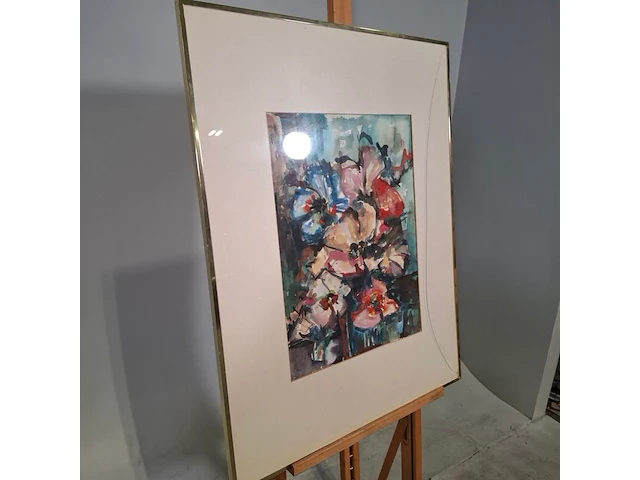 Aquarel, maya wildevuur, pastelkleurig boeket, 1988 - afbeelding 4 van  9