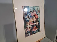 Aquarel, maya wildevuur, pastelkleurig boeket, 1988 - afbeelding 4 van  9