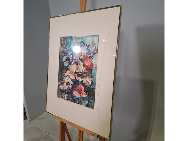 Aquarel, maya wildevuur, pastelkleurig boeket, 1988 - afbeelding 5 van  9