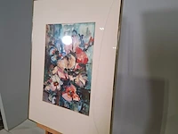 Aquarel, maya wildevuur, pastelkleurig boeket, 1988 - afbeelding 5 van  9