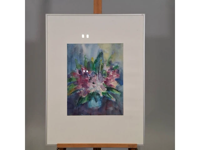 Aquarel, maya wildevuur, rodondendrons, 1990 - afbeelding 2 van  8