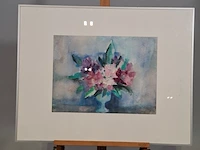 Aquarel, maya wildevuur, rodondendrons op moederdag, 1990 - afbeelding 2 van  9