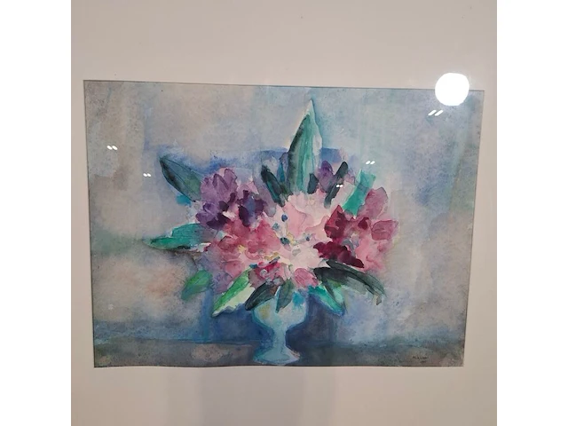 Aquarel, maya wildevuur, rodondendrons op moederdag, 1990 - afbeelding 7 van  9