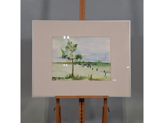 Aquarel, maya wildevuur, weiland bij beilen - afbeelding 2 van  7