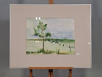 Aquarel, maya wildevuur, weiland bij beilen - afbeelding 2 van  7