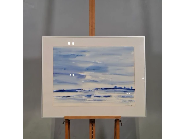 Aquarel, maya wildevuur, zeezicht, 1986 - afbeelding 2 van  8