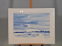 Aquarel, maya wildevuur, zeezicht, 1986 - afbeelding 2 van  8