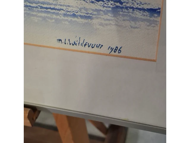 Aquarel, maya wildevuur, zeezicht, 1986 - afbeelding 5 van  8