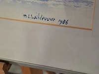 Aquarel, maya wildevuur, zeezicht, 1986 - afbeelding 5 van  8