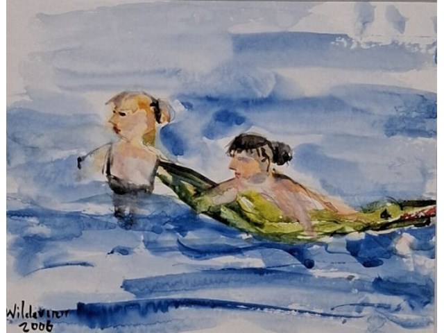 Aquarel, maya wildevuur, zwemsters, 2006 - afbeelding 1 van  8