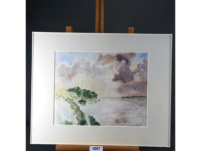 Aquarel op papier. gesigneerd - afbeelding 1 van  5