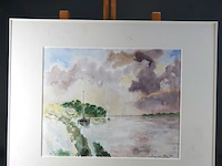 Aquarel op papier. gesigneerd - afbeelding 1 van  5