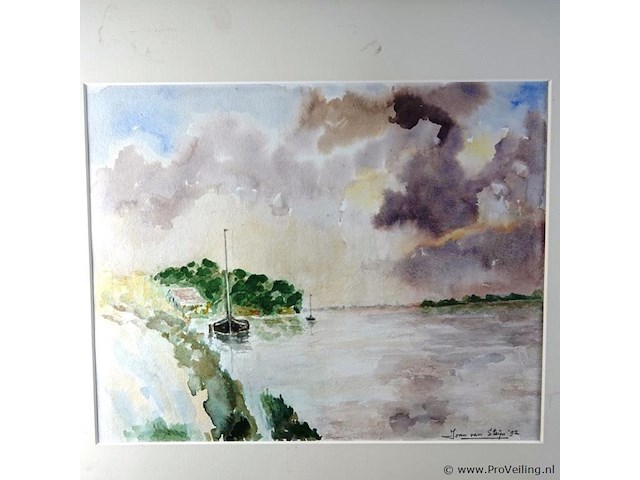 Aquarel op papier. gesigneerd - afbeelding 2 van  5