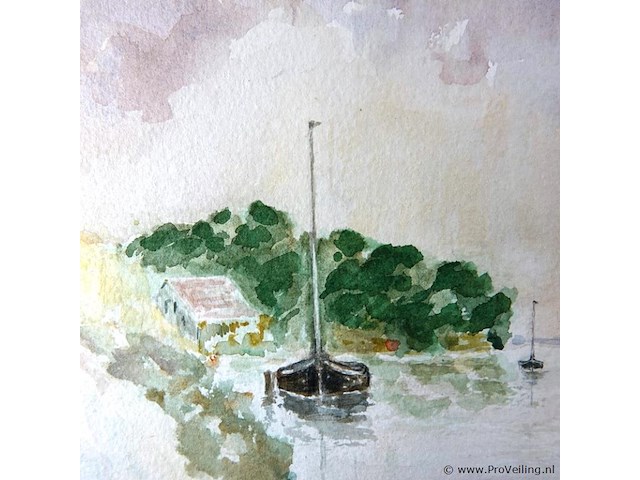 Aquarel op papier. gesigneerd - afbeelding 4 van  5