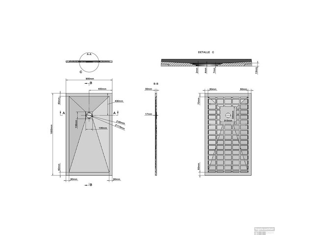 Aquatrends sanistone douchebak 90x90x2,5cm - afbeelding 7 van  7