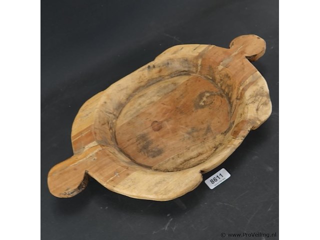 Arat of chapati massief houten schaal uit india - afbeelding 4 van  5