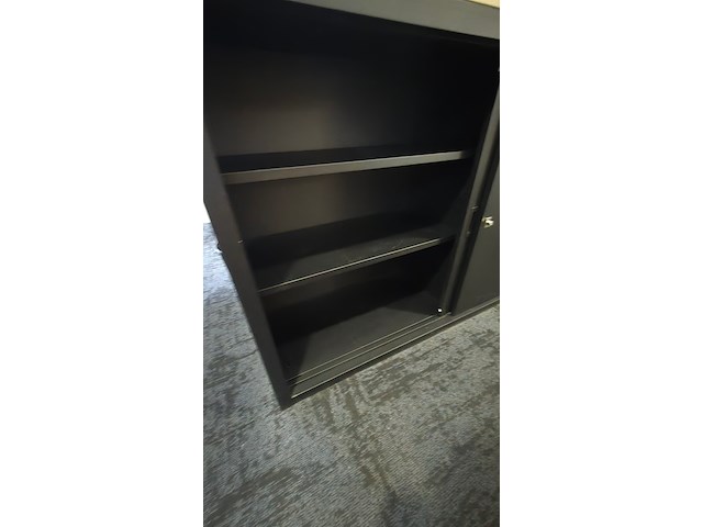 Archiefkast zwart met houten blad - afbeelding 2 van  5