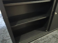 Archiefkast zwart met houten blad - afbeelding 2 van  5