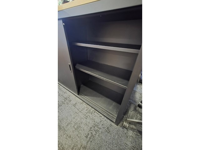Archiefkast zwart met houten blad - afbeelding 3 van  5