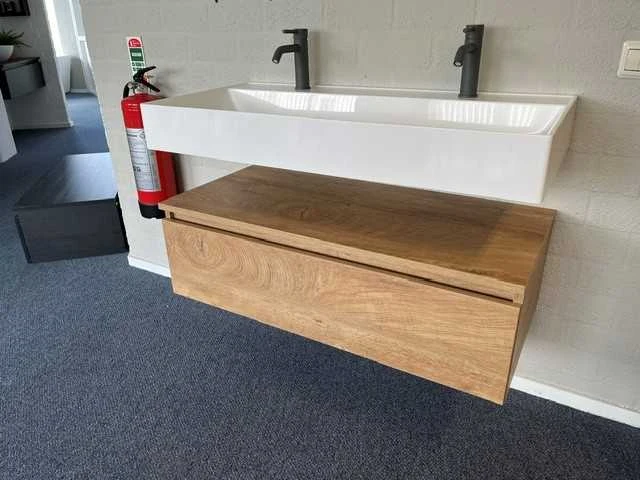 Arcqua - natural oak - design badmeubelset 100 cm - afbeelding 1 van  9