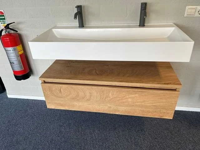 Arcqua - natural oak - design badmeubelset 100 cm - afbeelding 2 van  9