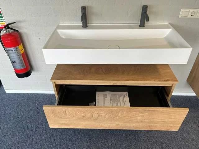 Arcqua - natural oak - design badmeubelset 100 cm - afbeelding 4 van  9