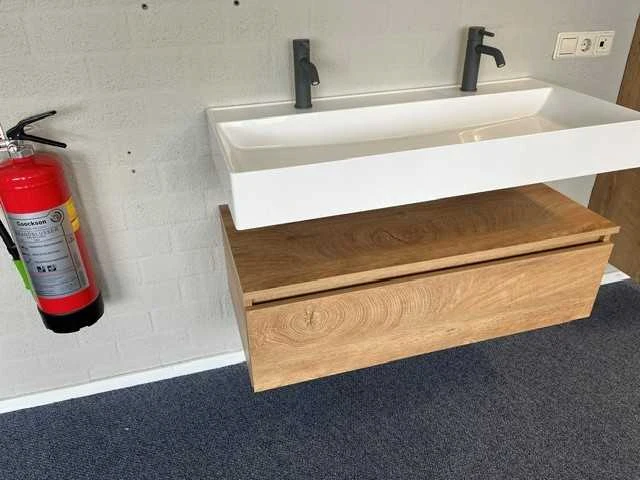 Arcqua - natural oak - design badmeubelset 100 cm - afbeelding 6 van  9