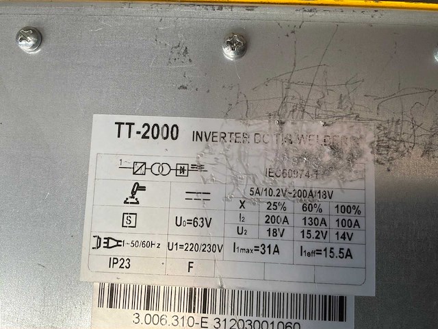 Arcweld dc tig-200 tig-lasmachine - afbeelding 5 van  5