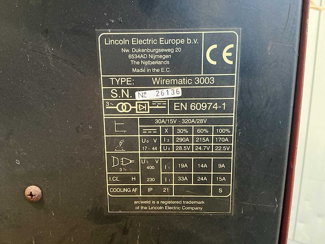 Arcweld wirematic3003 lasapparaat (3x) - afbeelding 10 van  10