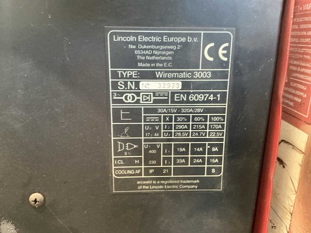 Arcweld wirematic3003 lasapparaat (3x) - afbeelding 8 van  10