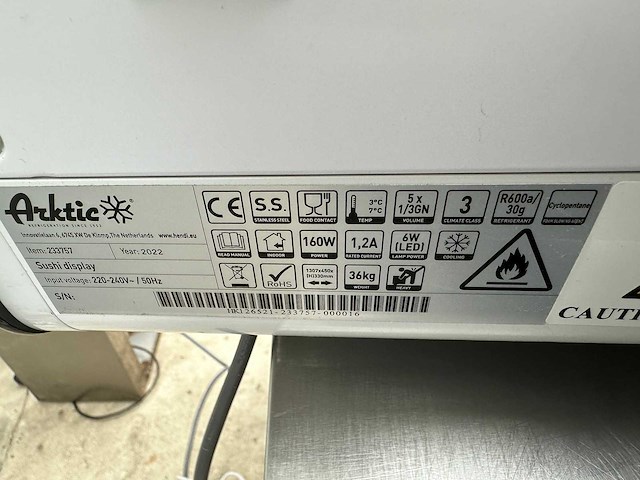 Arktic sushi display 5x gn 1/3 - afbeelding 7 van  7