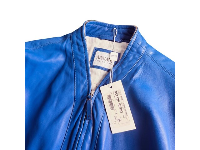 Armani collezione shearling lam leren jas met linnen voering - afbeelding 3 van  6