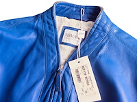 Armani collezione shearling lam leren jas met linnen voering - afbeelding 3 van  6