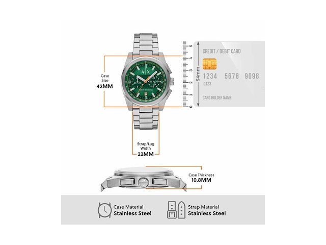 Armani exchange ax2862 heren horloge 42mm zilverkleurig - afbeelding 4 van  4