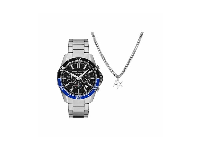 Armani exchange heren horloge geschenkset 44 zilverkleurig - afbeelding 1 van  4