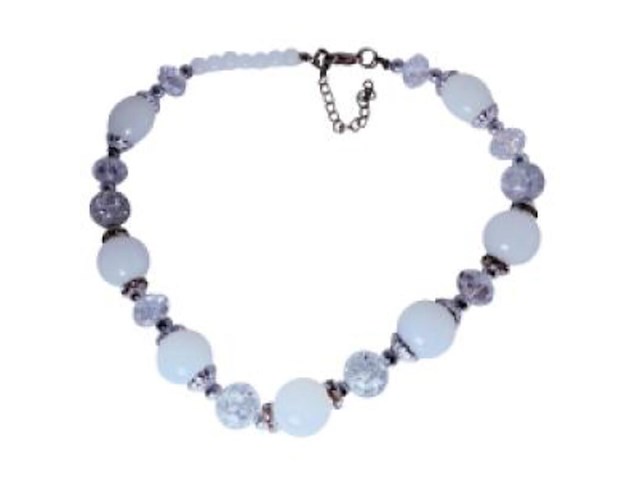 Armband - witte jade & craquelé kristal - afbeelding 1 van  3