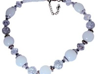 Armband - witte jade & craquelé kristal - afbeelding 1 van  3