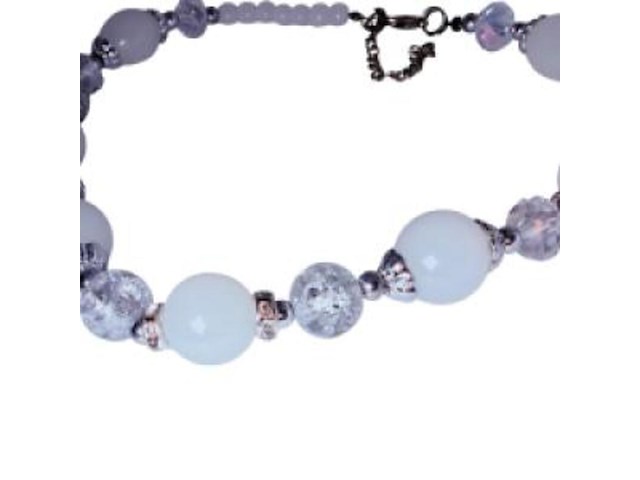 Armband - witte jade & craquelé kristal - afbeelding 2 van  3