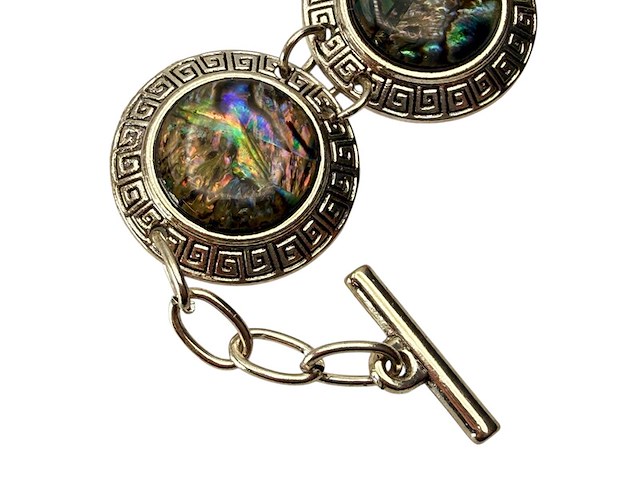 Armband + collier + oorbellen met abalone/parelmoer - afbeelding 5 van  8