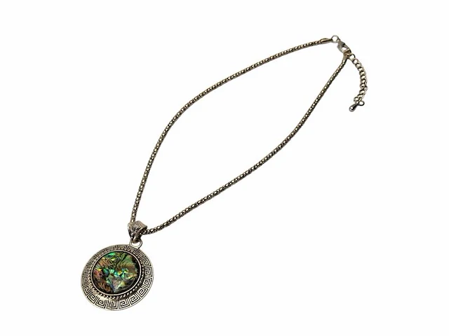 Armband + collier + oorbellen met abalone/parelmoer - afbeelding 7 van  8